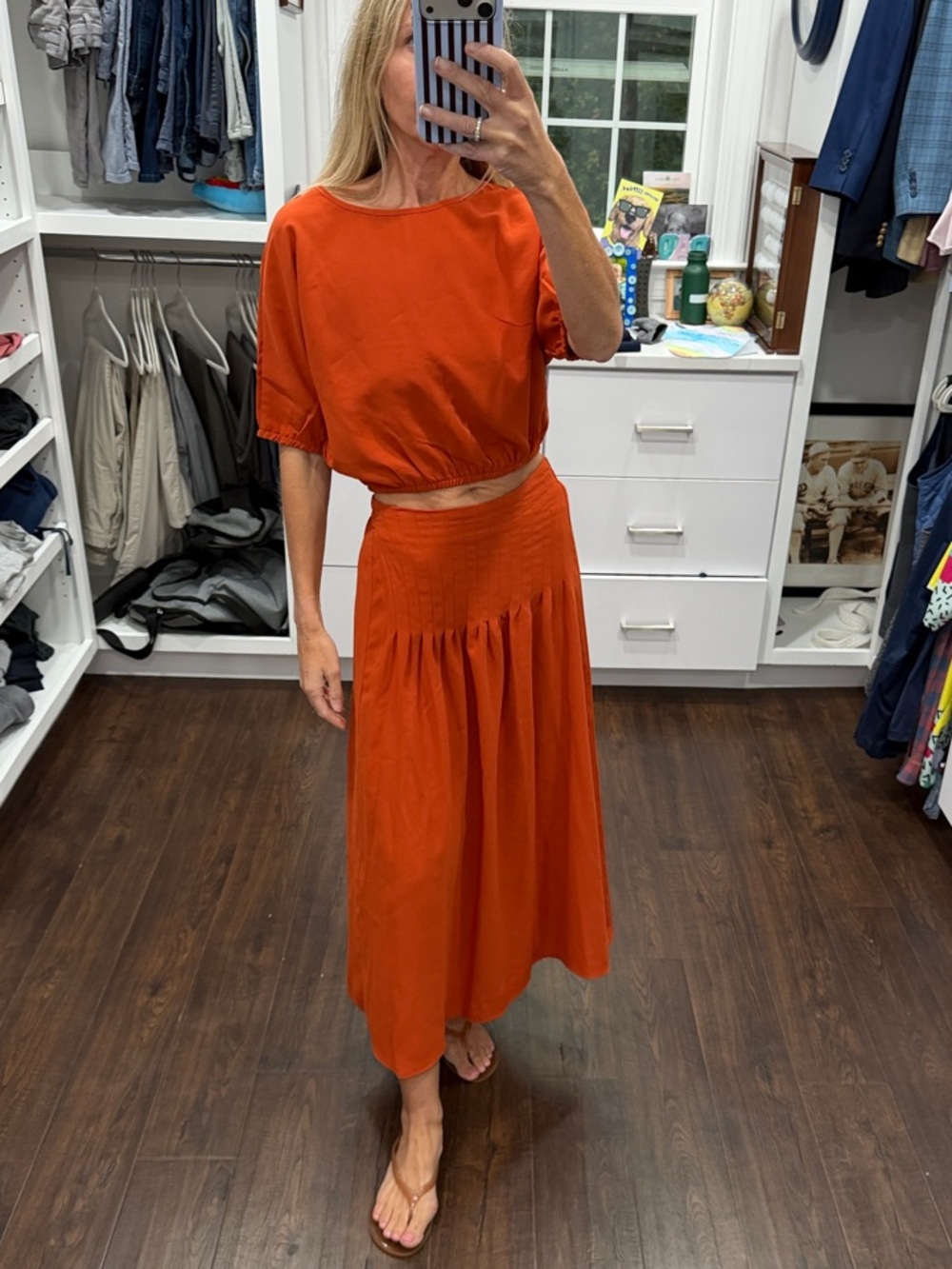 Amazon Women's Rust Orange Maxi Skirt & Top Set